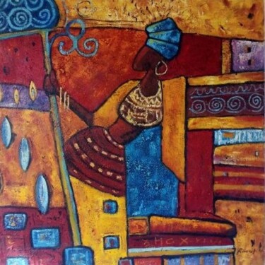 Pintura intitulada "Abstract Africa oil…" por Filip Petrovic, Obras de arte originais, Óleo