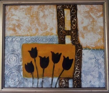 Картина под названием "Abstract flowers oi…" - Filip Petrovic, Подлинное произведение искусства, Масло