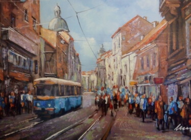 Schilderij getiteld "Zagreb Ilica street…" door Filip Petrovic, Origineel Kunstwerk, Acryl