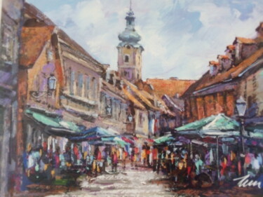 Painting titled "Zagreb Tkalciceva s…" by Filip Petrovic, Original Artwork, Acrylic