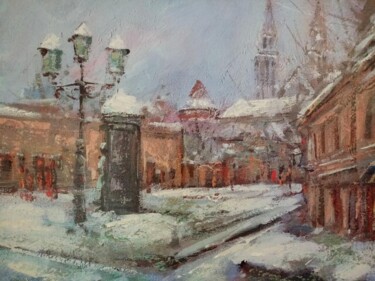 Painting titled "Zagreb Cathedral in…" by Filip Petrovic, Original Artwork, Acrylic
