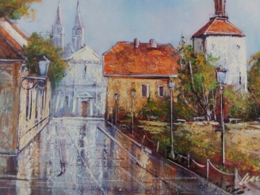 Painting titled "Zagreb Cathedral vi…" by Filip Petrovic, Original Artwork, Acrylic