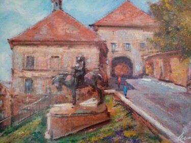 Pittura intitolato "Zagreb Upper town a…" da Filip Petrovic, Opera d'arte originale, Acrilico