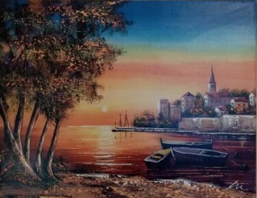 Pittura intitolato "Sunset in Krk islan…" da Filip Petrovic, Opera d'arte originale, Acrilico