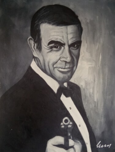 Painting titled "Sean Connery as Jam…" by Filip Petrovic, Original Artwork, Oil