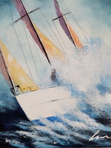Pintura intitulada "Sailing boat acryli…" por Filip Petrovic, Obras de arte originais, Acrílico