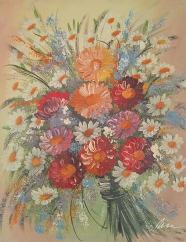 Painting titled "Bouquet acrylic pai…" by Filip Petrovic, Original Artwork, Acrylic