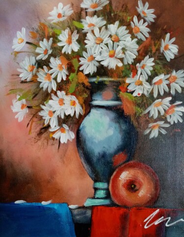 Painting titled "Flowers in a vase…" by Filip Petrovic, Original Artwork, Acrylic