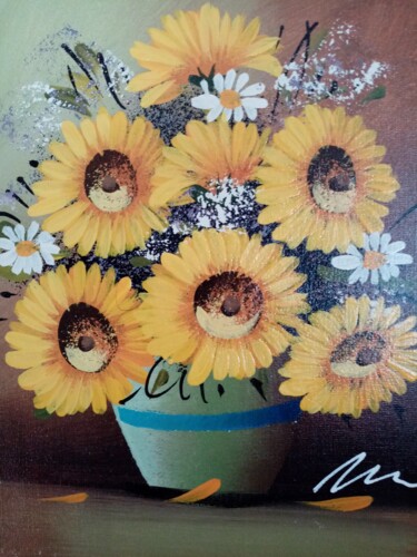 Painting titled "Sunflowers acrylic…" by Filip Petrovic, Original Artwork, Acrylic