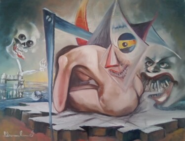 Malerei mit dem Titel "Woman in Agony acry…" von Filip Petrovic, Original-Kunstwerk, Acryl