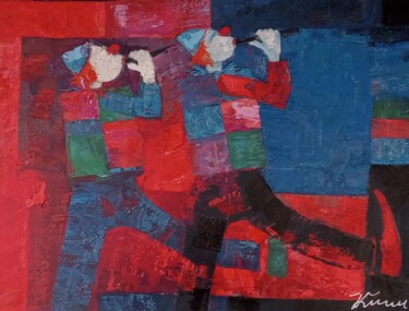 Malerei mit dem Titel "Two clowns oil pain…" von Filip Petrovic, Original-Kunstwerk, Öl