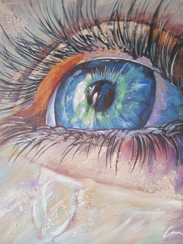 Pittura intitolato "The blue eye oil pa…" da Filip Petrovic, Opera d'arte originale, Olio