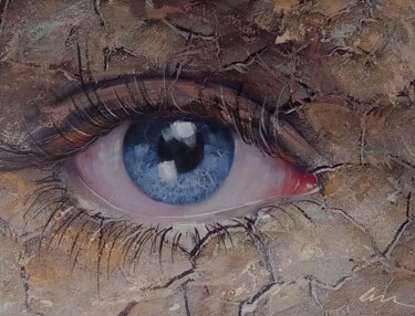 Painting titled "A sad eye oil print…" by Filip Petrovic, Original Artwork, Oil