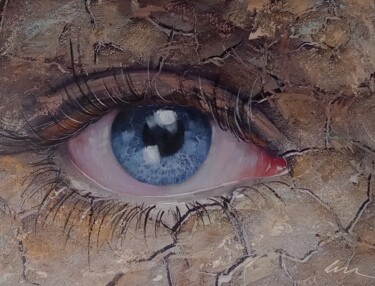 Peinture intitulée "A sad eye oil print…" par Filip Petrovic, Œuvre d'art originale, Huile