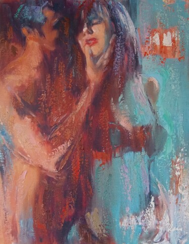 Pintura intitulada "Couple making love…" por Filip Petrovic, Obras de arte originais, Óleo