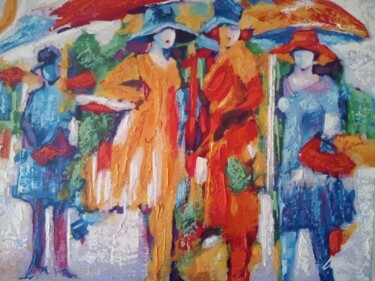 Painting titled "Abstract Ladies wit…" by Filip Petrovic, Original Artwork, Oil