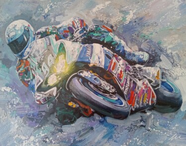 Pintura titulada "Motorcycle oil prin…" por Filip Petrovic, Obra de arte original, Oleo