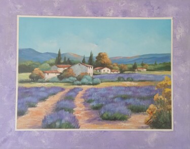 Painting titled "Lavender Field acry…" by Filip Petrovic, Original Artwork, Acrylic