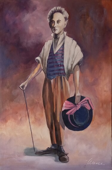Картина под названием "Clown oil painting…" - Filip Petrovic, Подлинное произведение искусства, Масло