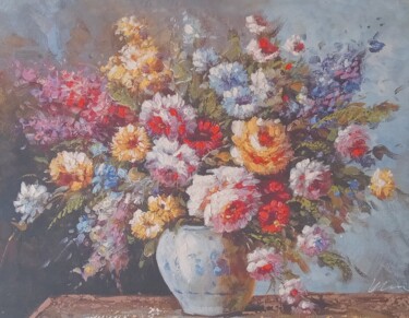Painting titled "Colorful flowers in…" by Filip Petrovic, Original Artwork, Acrylic