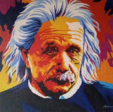 Painting titled "Albert Einstein acr…" by Filip Petrovic, Original Artwork, Acrylic