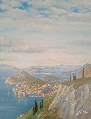 Pintura intitulada "Dubrovnik Landscape…" por Filip Petrovic, Obras de arte originais, Acrílico
