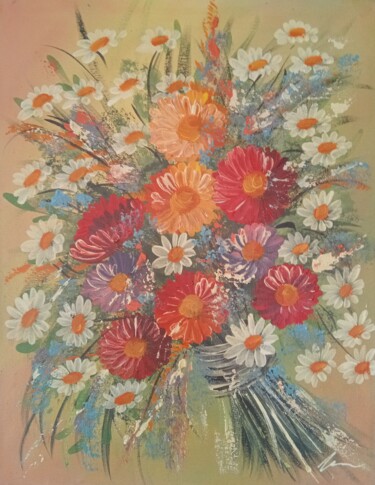 Painting titled "Bouquet acrylic pai…" by Filip Petrovic, Original Artwork, Acrylic
