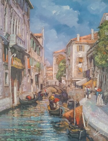 Pintura intitulada "Venice canal painti…" por Filip Petrovic, Obras de arte originais, Acrílico