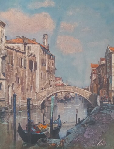 Painting titled "Venice canal acryli…" by Filip Petrovic, Original Artwork, Acrylic