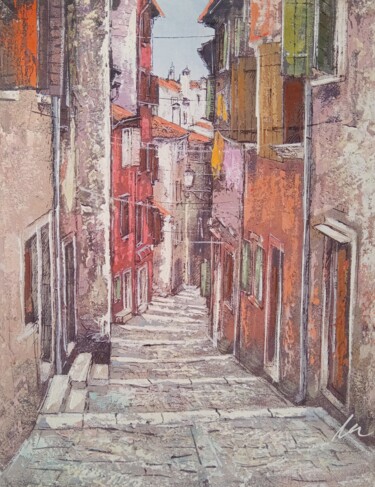 Ζωγραφική με τίτλο "Rovinj Old Town, oi…" από Filip Petrovic, Αυθεντικά έργα τέχνης, Λάδι