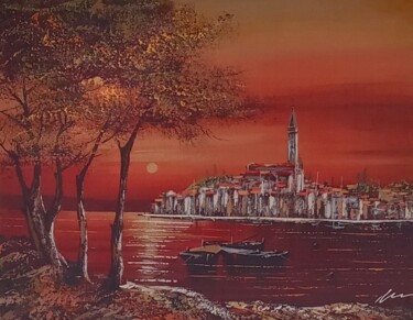 Schilderij getiteld "Rovinj sunset acryl…" door Filip Petrovic, Origineel Kunstwerk, Acryl