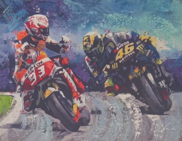 Painting titled "Valentino Rossi and…" by Filip Petrovic, Original Artwork, Acrylic