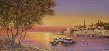 Pittura intitolato "Sunset in Island of…" da Filip Petrovic, Opera d'arte originale, Acrilico