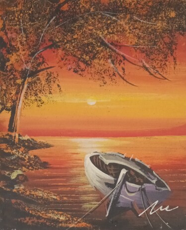 Pintura intitulada "Beach sunset acryli…" por Filip Petrovic, Obras de arte originais, Acrílico