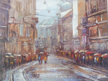 Zagreb Ilica acrylic painting on canvas Painting titled "Zagreb Ilica acryli…" by Filip Petrovic, Original Art, Acrylic