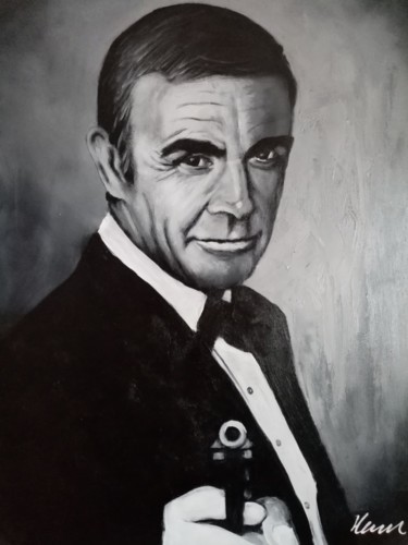Sean Connery as James Bond oil painting on canvas Painting titled "Sean Connery as Jam…" by Filip Petrovic, Original Art, Oil