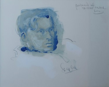 Drawing titled "Portrait of Tristan…" by Filip Schrooyen, Original Artwork, Watercolor