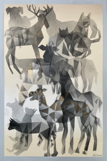 Pittura intitolato "southern animals" da Filip Warzecha, Opera d'arte originale, Aerografo