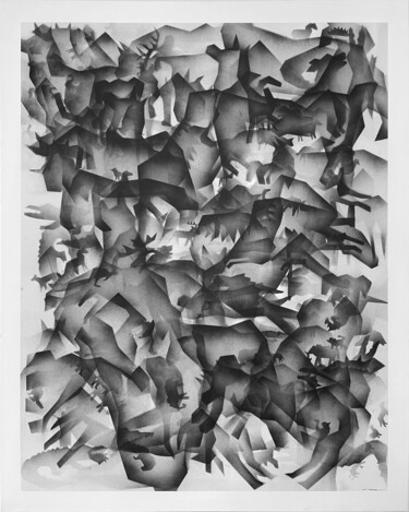Картина под названием "animal mixture 1" - Filip Warzecha, Подлинное произведение искусства, Аэрограф