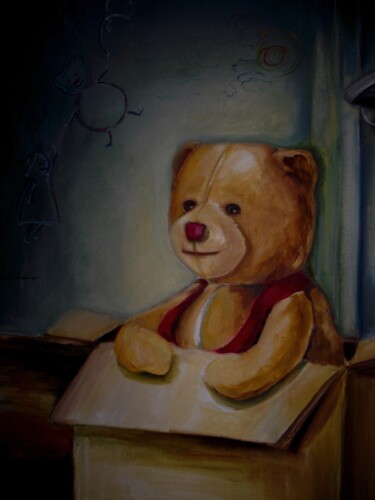 Painting titled "„CHILDHOOD FRIEND”" by Filipa Uskyte, Original Artwork, Oil