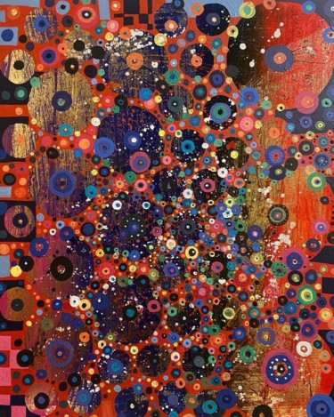 Картина под названием "Cosmos" - Филипп Казак, Подлинное произведение искусства, Масло Установлен на Деревянная рама для нос…