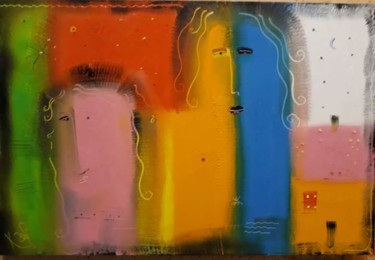 Картина под названием "День и ночь." - Филипп Казак, Подлинное произведение искусства, Масло Установлен на Деревянная рама д…