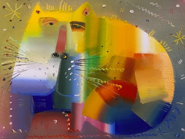 Peinture intitulée "Good cat" par Filipp Kazak, Œuvre d'art originale, Huile