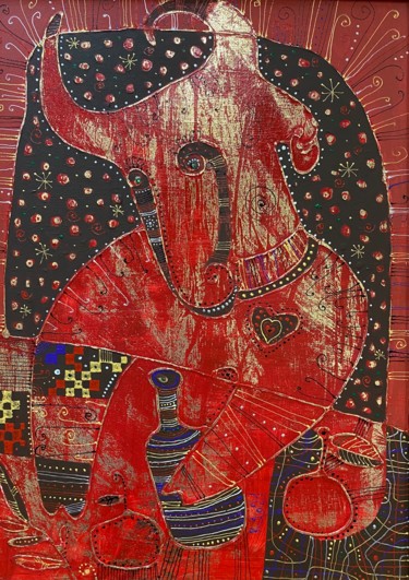 Painting titled "red" by Filipp Kazak, Original Artwork, Acrylic