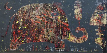 Pintura intitulada "elephant and ice cr…" por Filipp Kazak, Obras de arte originais, Acrílico