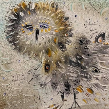 Schilderij getiteld "owl" door Filipp Kazak, Origineel Kunstwerk, Olie