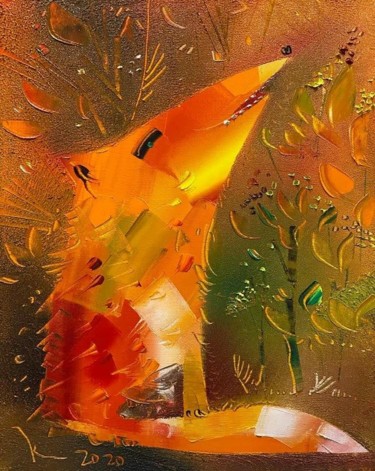 Pintura titulada "Red fox" por Filipp Kazak, Obra de arte original, Oleo