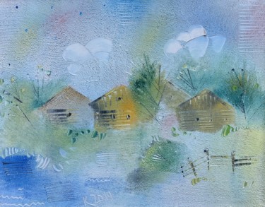 Painting titled "House in the village" by Filipp Kazak, Original Artwork, Oil