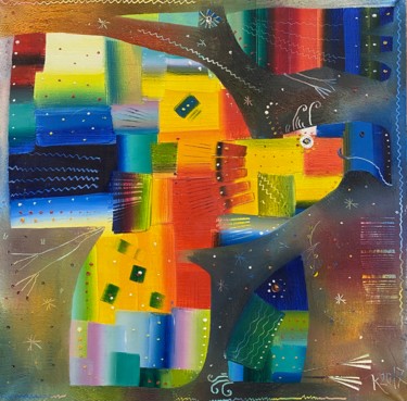 Schilderij getiteld "flight" door Filipp Kazak, Origineel Kunstwerk, Olie