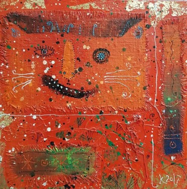 Painting titled "red cat (communist))" by Filipp Kazak, Original Artwork, Acrylic